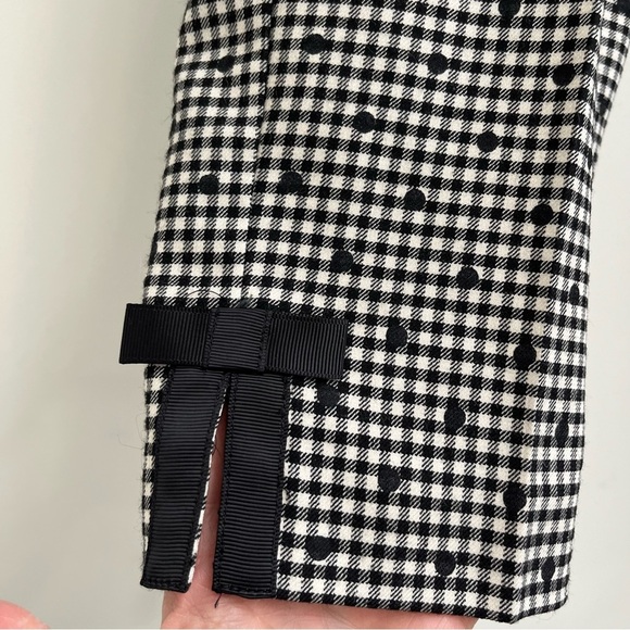TALBOTS GINGHAM POLKA-DOT ANKLE PANT BLACK WHITE DECORATIVE BOW ANKLES WOOL 12 - Picture 2 of 13